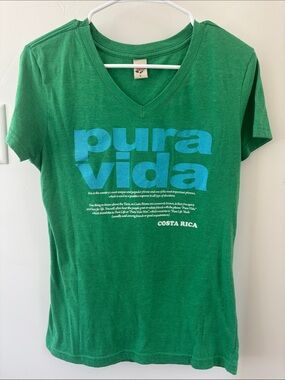 Pura Vida Costa Rica Green V-Neck Tee